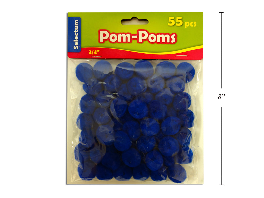 Blue Pom Poms 55 Pack